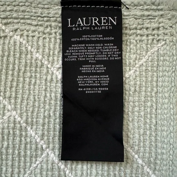 🎁Ralph Lauren Bath Rug - 21” x 34”- Mint & White- Skid Resistant- Cotton - Picture 5 of 6